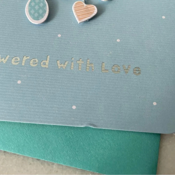 Blue baby shower greeting card with cloud ‎ graphic - Picture 2 of 5